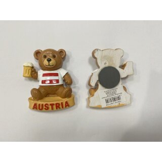 Magnet Polyresin Kühlschrankmagnet Souvenir Mitbringsel Teddybär Bär - Austria