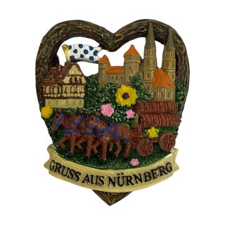 Magnet Polyresin Kühlschrankmagnet Souvenir Mitbringsel Herz Nürnberg