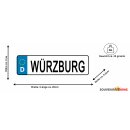 Blechschild Metall Klein - Würzburg KFZ 26 x 7 cm