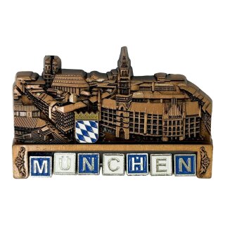 München Metallmagnet Buchstabenwürfeln Stadtmotiv - Bronze