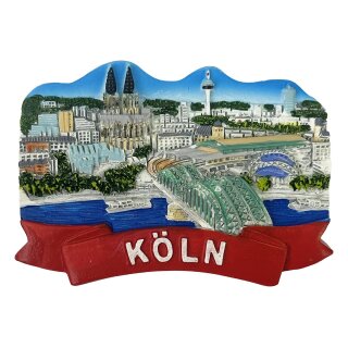 Kühlschrankmagnet –  Köln Skyline & Hohenzollernbrücke Motiv – Köln