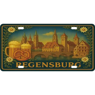 Blechschild Metall Groß - Regensburg 30,5 x 15,2 cm