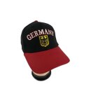 Basecap Germany mit Stickerei Deutschland Wappen und Germany Schrift, Schwarz mit rotem Schirmrand