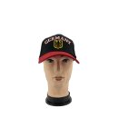 Basecap Germany mit Stickerei Deutschland Wappen und Germany Schrift, Schwarz mit rotem Schirmrand
