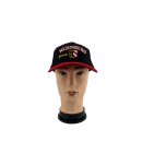 Basecap Köln mit Stickerei Köln-Wappen und Nürnberg Schrift, Schwarz mit rotem Schirmrand