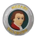 Magnet Salzburg Mozart Taler Silber mit Gold