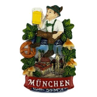 Magnet Polyresin Kühlschrankmagnet Souvenir Mitbringsel Tracht Figur - München Bayern