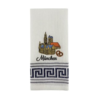 Geschirrtuch Tuch Handtuch ca. 60 x 40cm München Neues Rathaus Frauenkirche Navy