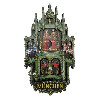 Holzmagnet München Marienplatz Glockenspiel Beweglich Magnet Made in EU