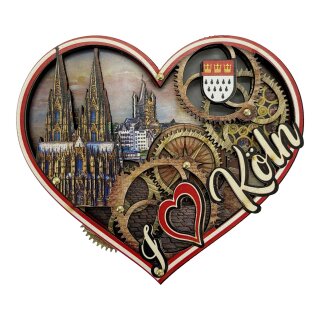 Holzmagnet Köln Herz dreht sich