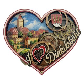 Holzmagnet Holz Herz Magnet Drehend Beweglich - Dinkelsbühl