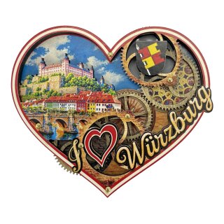 Holzmagnet Würzburg Herz, Made in EU