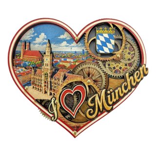 Holzmagnet München Herz, Made in EU