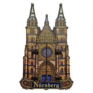 Holzmagnet Holz Kirche Magnet Tür Beweglich - Nürnberg Lorenzkirche