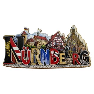 Holzmagnet Holz Magnet Schriftzug City View - Nürnberg