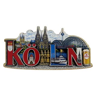 Holzmagnet Holz Herz Magnet Schriftzug City View - Köln Cologne