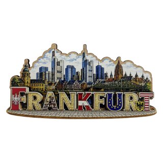 Holzmagnet Holz Herz Magnet Schriftzug City View - Frankfurt am Main