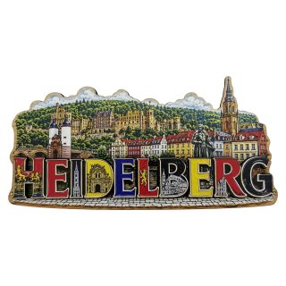 Holzmagnet Holz Magnet Schriftzug City View - Heidelberg