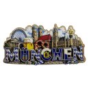 Holzmagnet Holz Magnet Schriftzug City View - München