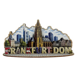 Holzmagnet Holz Herz Magnet Schriftzug City View - Frankfurt Dom