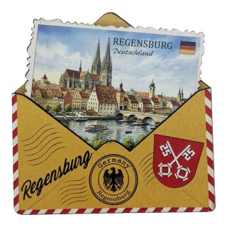 Holzmagnet Holz Magnet Briefumschlag Post - Regensburg