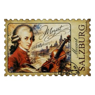 Holzmagnet Magnet Holz Briefmakenoptik - Mozart Salzburg