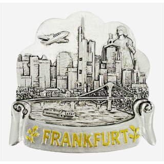 Magnet Polyresin Skyline Silber Frankfurt